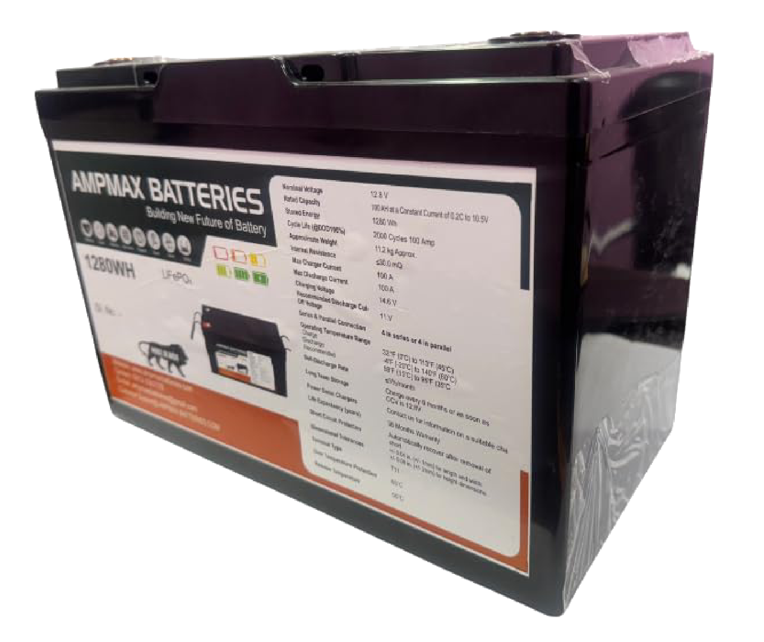 12V 100Ah LiFePO4 Lithium Battery – 1280Wh