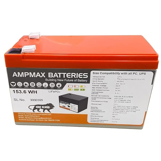 12V 12Ah Lithium Phosphate (LiFePO₄) Battery