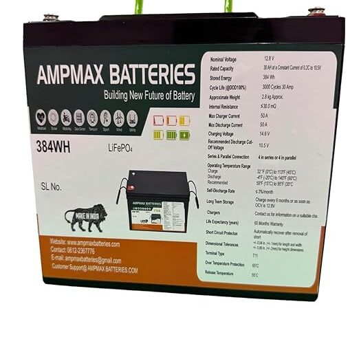 LLP 12V 30Ah LiFePO4 Battery (384Wh)